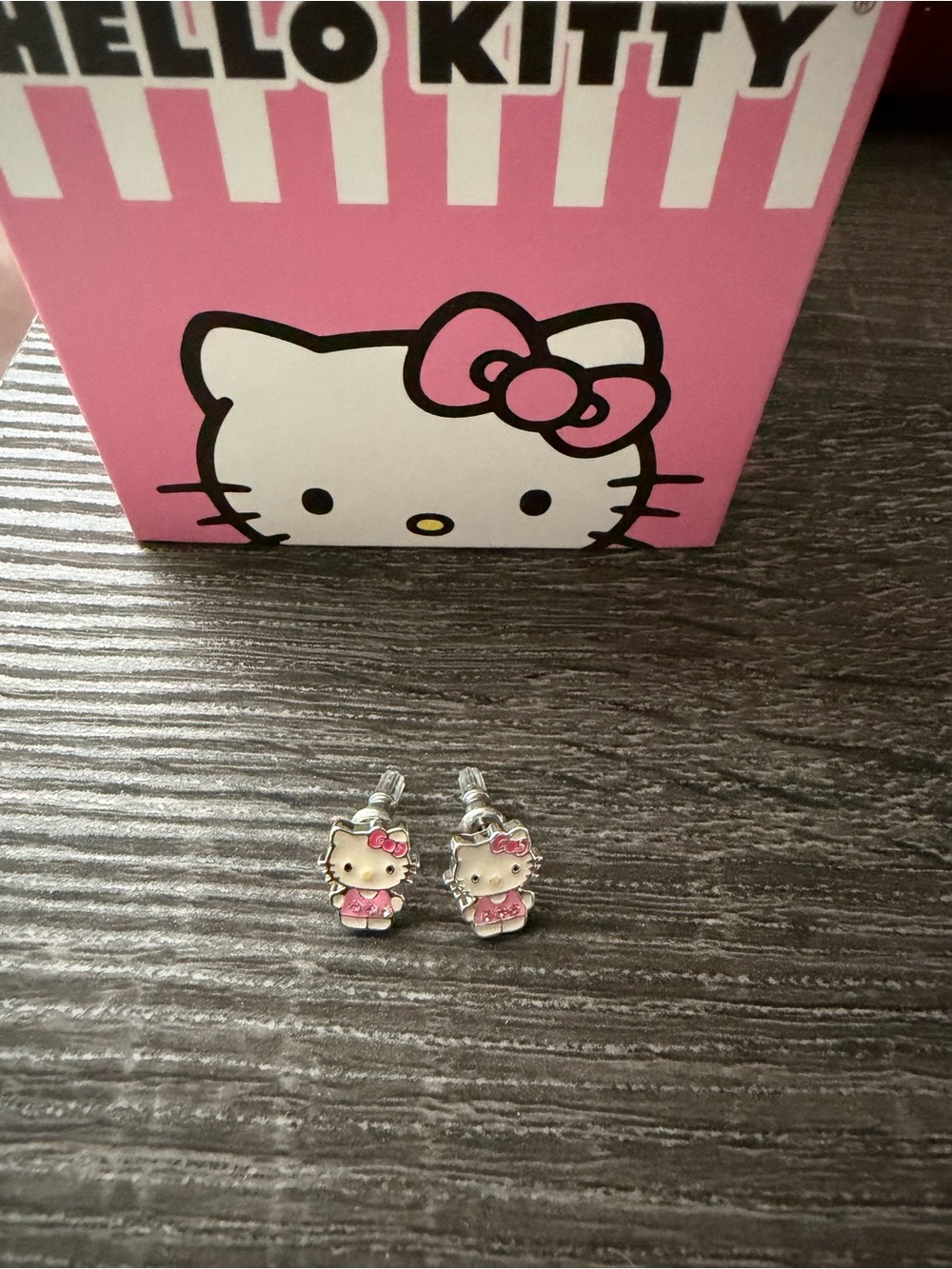 Hello Kitty Pink Silver Character Stud Earrings
